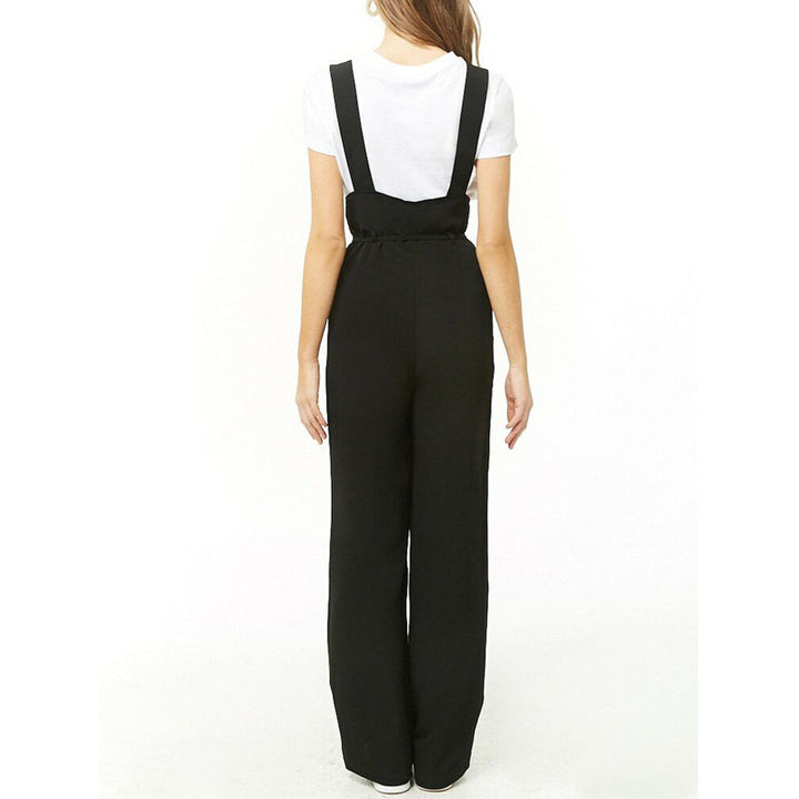 Damen High-Waist Latzhose-Jumpsuit mit Knopfleiste und breiten Trägern – Avérine