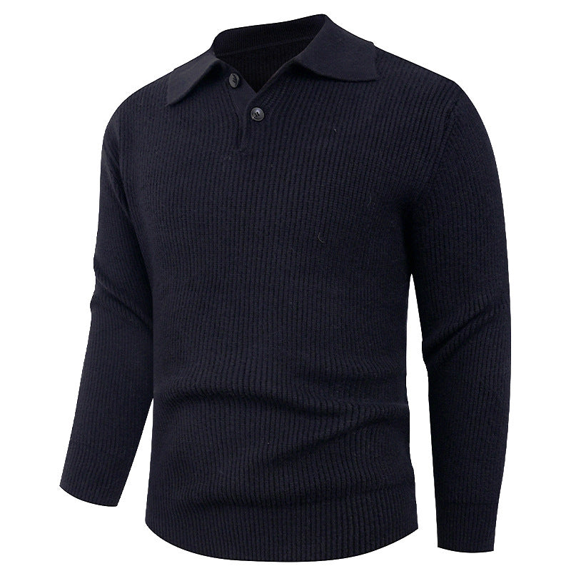 Herren Strickpullover mit modernem Polokragen und funktionalem Knopfverschluss Echoarchiv