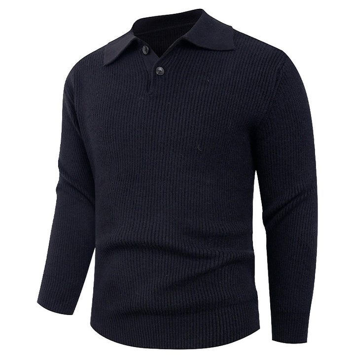 Herren Strickpullover mit modernem Polokragen und funktionalem Knopfverschluss Echoarchiv