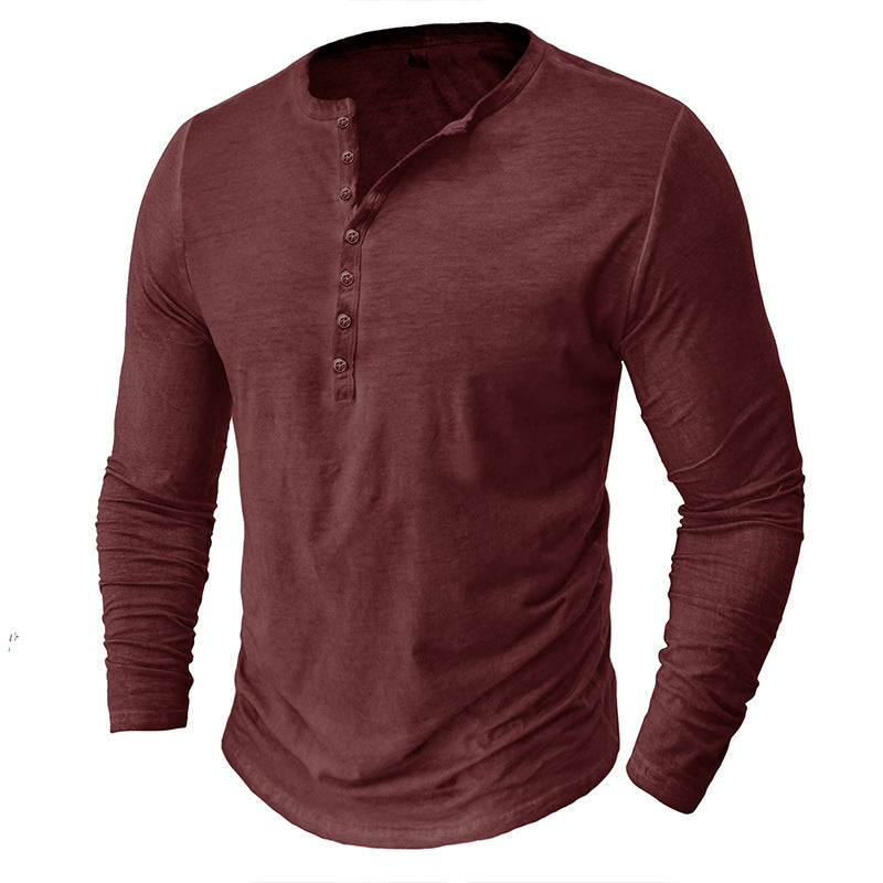 Herren Langarm-Henley-Shirt mit modischem Kragen und nachhaltigem Stoff Echoarchiv