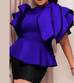 Damen Peplum-Top mit ausgefallenen Rüschen und asymmetrischem Schnitt Echo Archiv