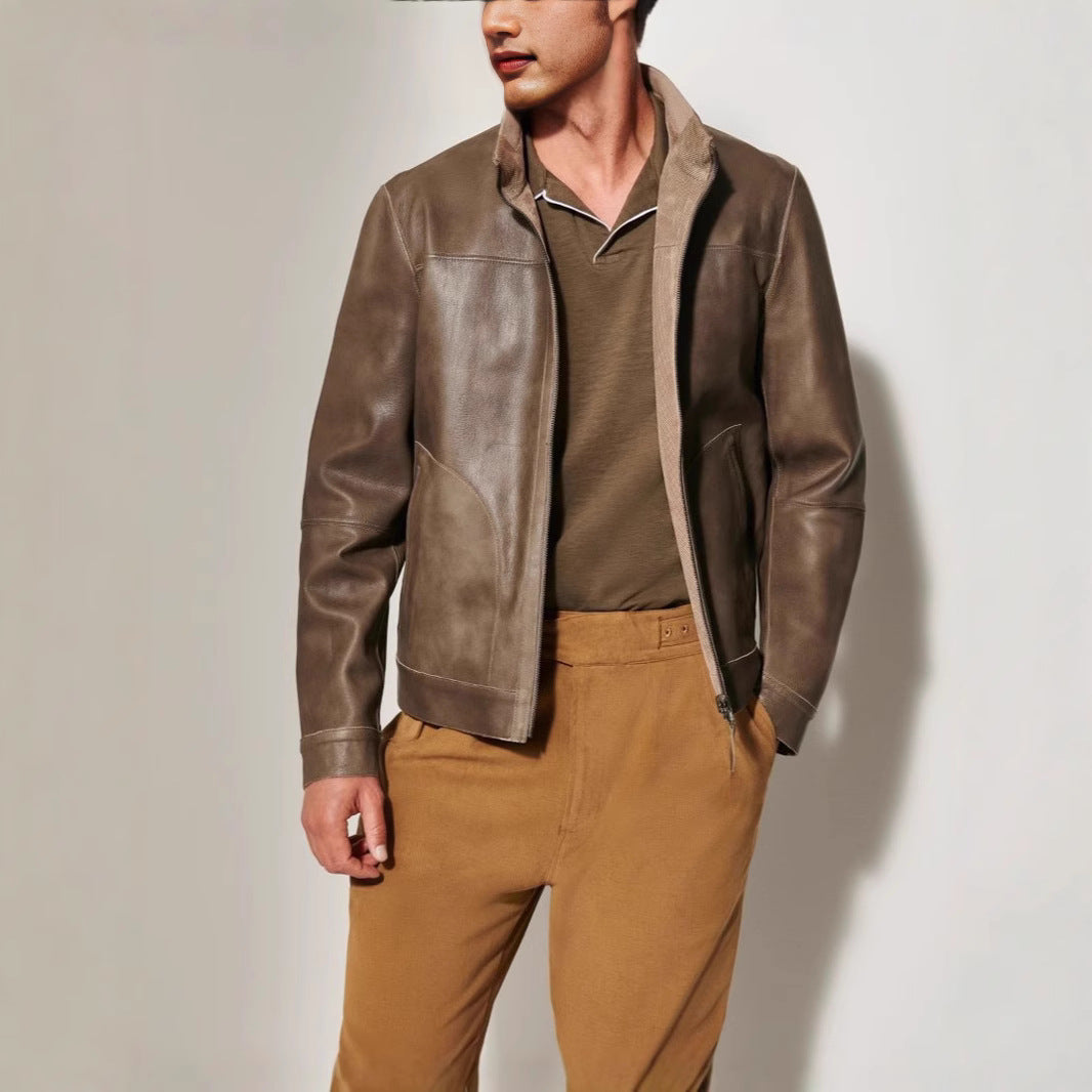 Herren Lederjacke mit strukturiertem Design Echoarchiv