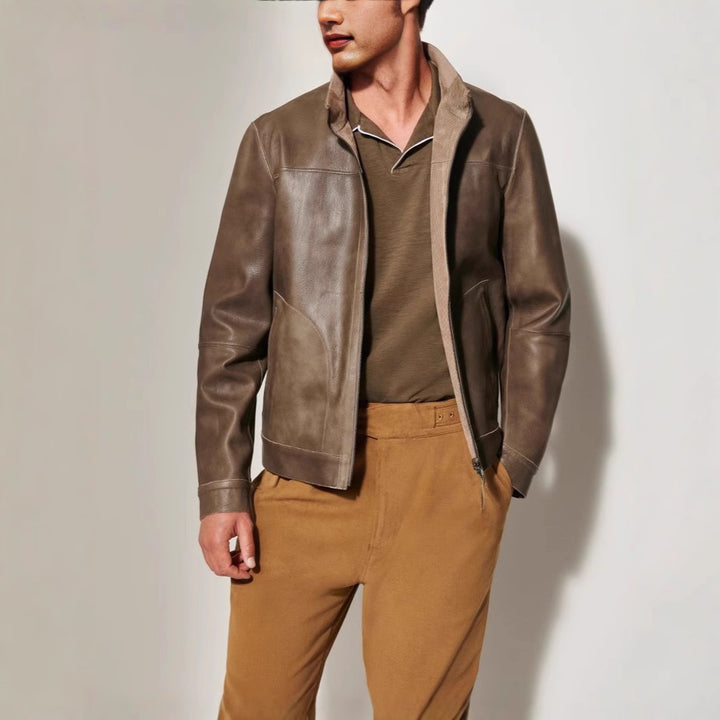 Herren Lederjacke mit strukturiertem Design Echoarchiv