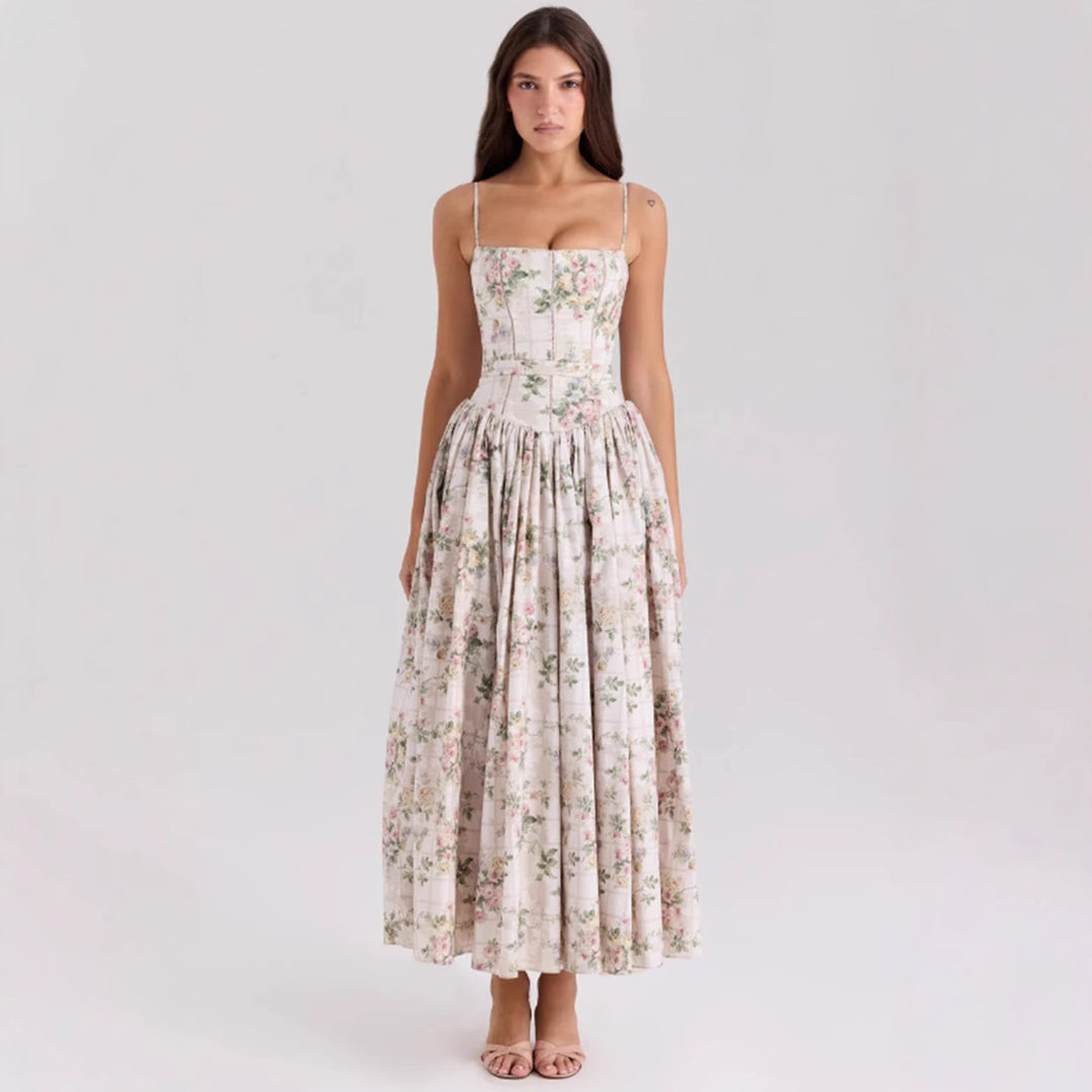 Damen nan tailliertes Maxikleid mit Korsettoberteil und feinen Spaghettiträgern Echo Archiv