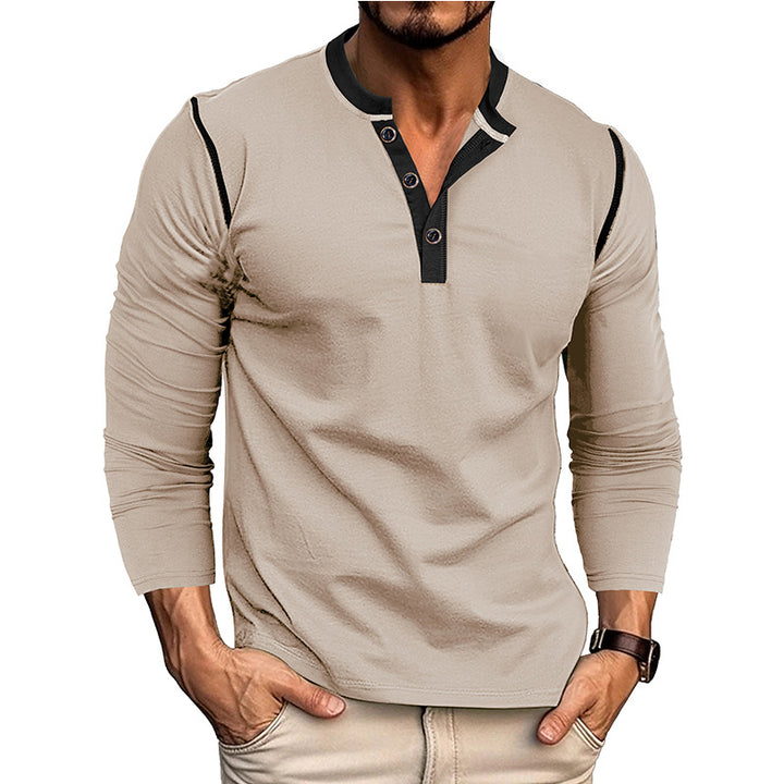 Herren Langarm-Hemd mit modischem Henley-Ausschnitt Echoarchiv