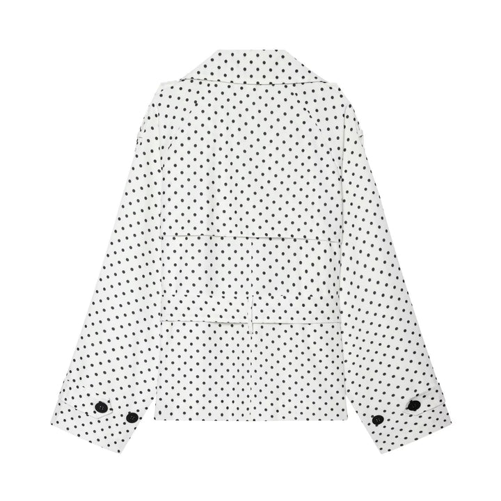 Damen Gepunkteter kurzgeschnittener Trenchcoat mit Taillengürtel und doppelreihiger Knopfleiste Echo Archiv