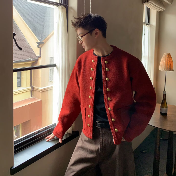 Herren Modische Strickjacke mit Knöpfen Echoarchiv