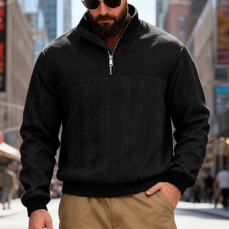 Herren Fleece-Pullover mit hohem Kragen und Reißverschluss Echoarchiv