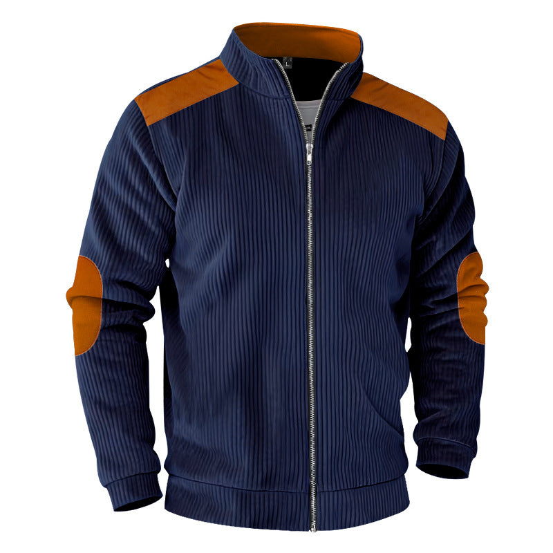 Herren sportliche Jacke mit strukturierten Ärmeln und Stehkragen Echoarchiv