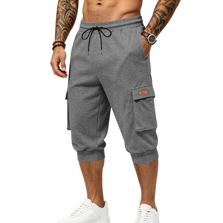Herren Dreiviertel-Sweat-Cargo mit elastischem Bund, Kordelzug und Mehrfachtaschen Echoarchiv