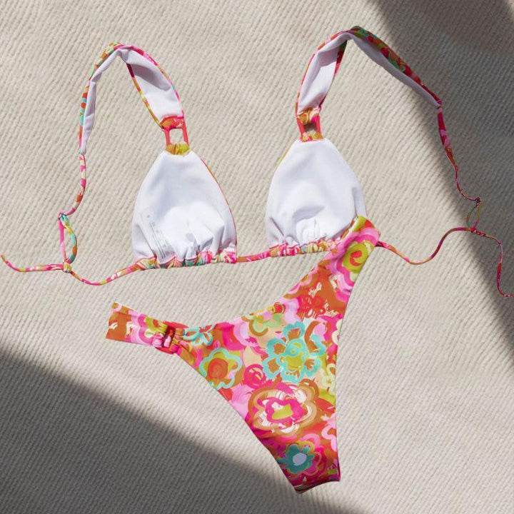 Damen Triangel-Bikini mit modischem Blumendesign und verstellbaren Trägern Echo Archiv