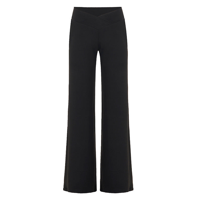 Damen nan weite Palazzo-Hose mit V-förmiger Bundnaht und elastischem Stretch-Jersey Echo Archiv