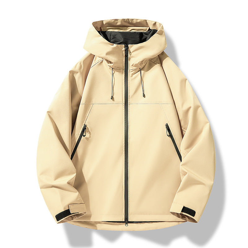 Herren Softshell-Outdoorjacke im Blockdesign mit Kapuze, Reißverschluss und wasserabweisender Beschichtung Echoarchiv