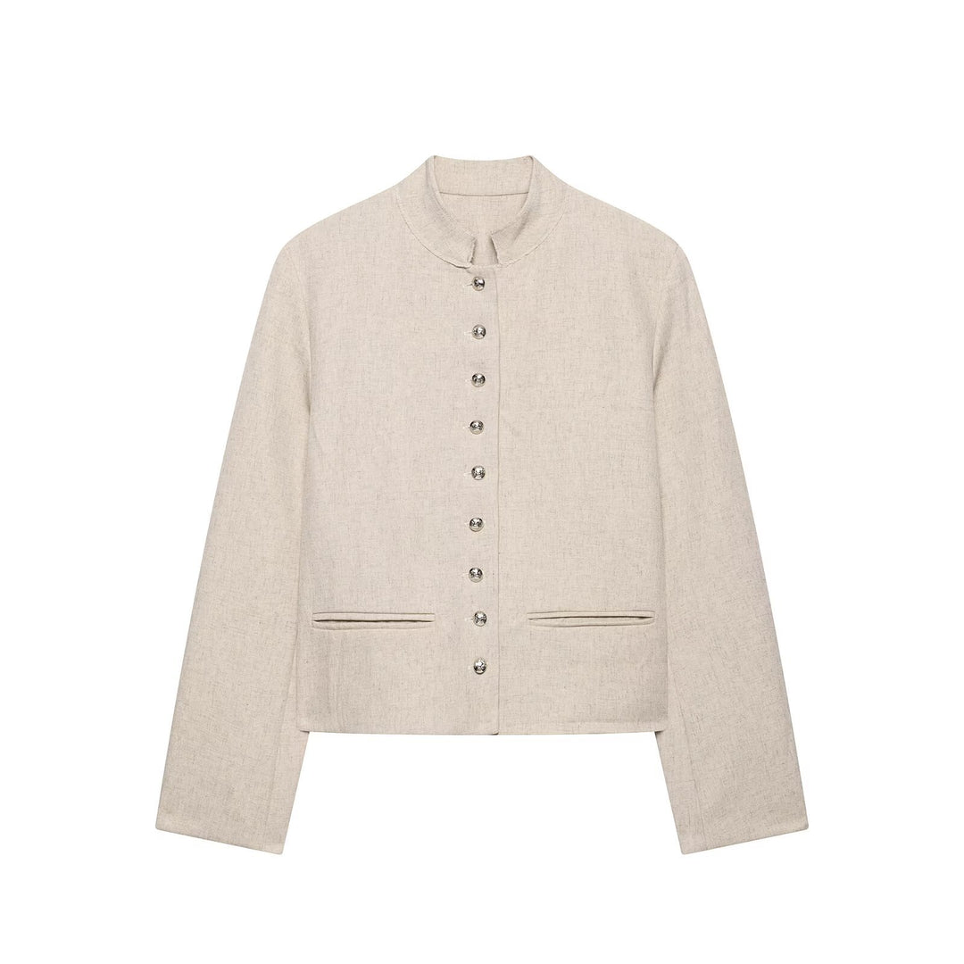 Damen Kurzjacke mit Stehkragen, Zierknopfleiste und Paspeltaschen Echo Archiv