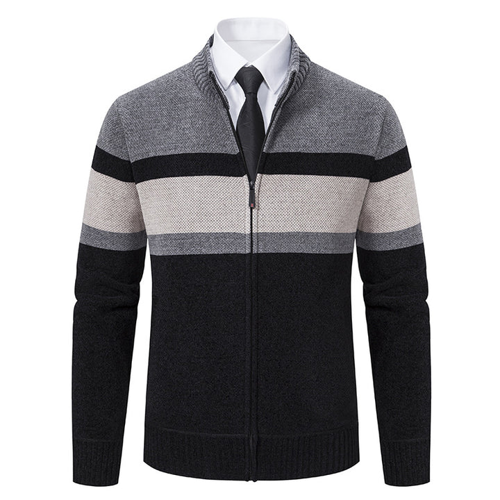 Herren Strickjacke mit strukturiertem Design und hochschließendem Kragen Echoarchiv
