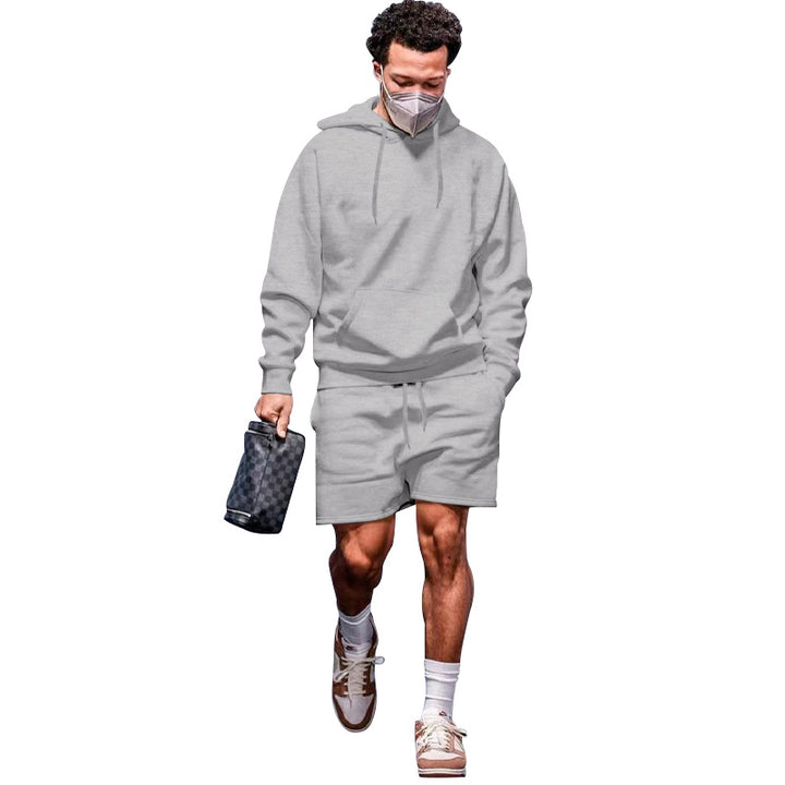 Herren lässiges Hoodie- und Shorts-Set aus atmungsaktivem Material mit praktischen Taschen Echoarchiv