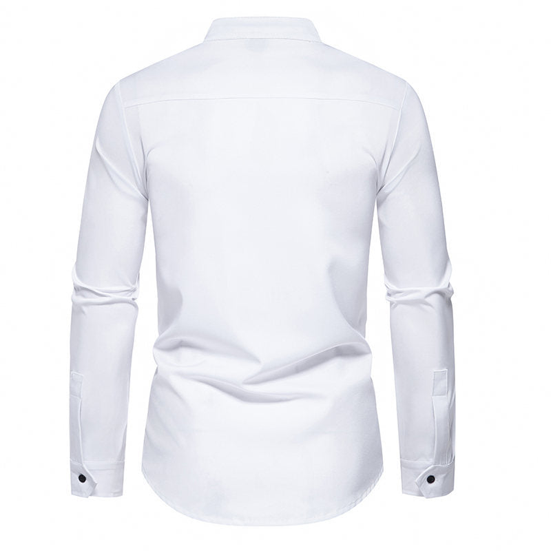 Herren Langarmhemd mit asymmetrischem Knopfdesign Echoarchiv