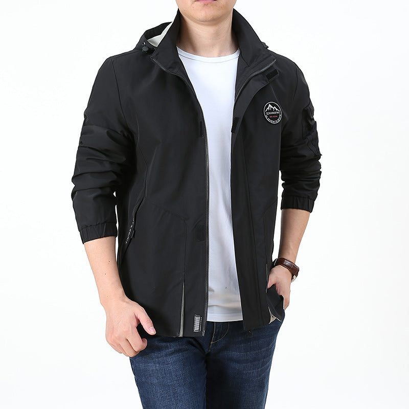 Herren Leichter Kapuzen-Softshellblouson im Urban-Outdoor-Stil mit Ärmeltasche und elastischen Bündchen Echoarchiv