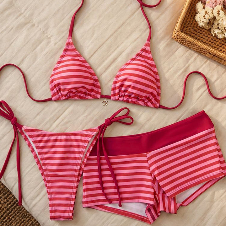 Damen Bikini-Set aus hochwertiger Baumwolle mit verspieltem Streifenmuster Echo Archiv