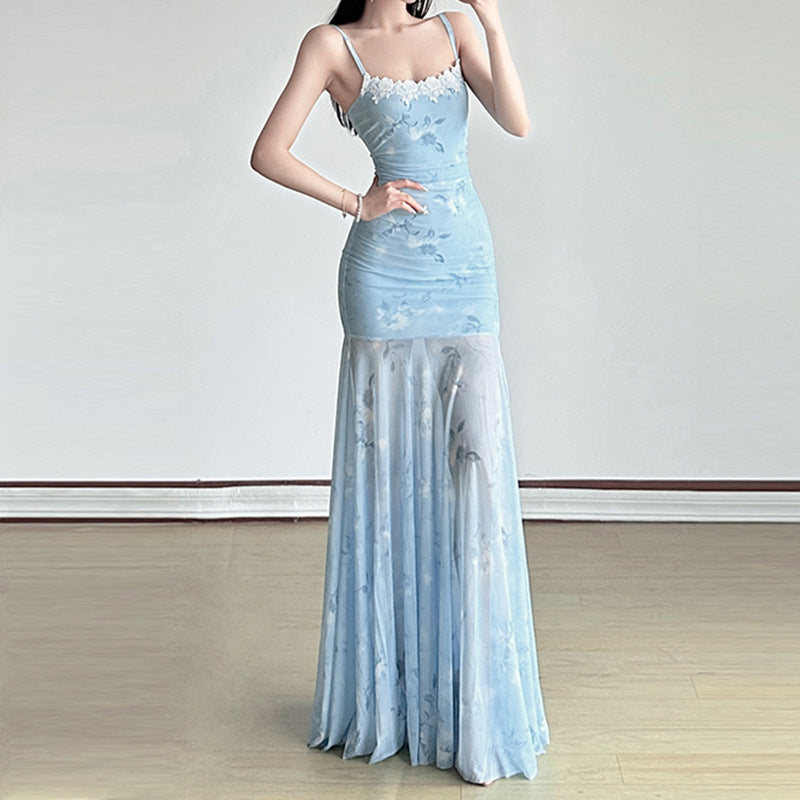Damen Maxikleid mit floralem Druck und eleganter Spitzenborte Echo Archiv