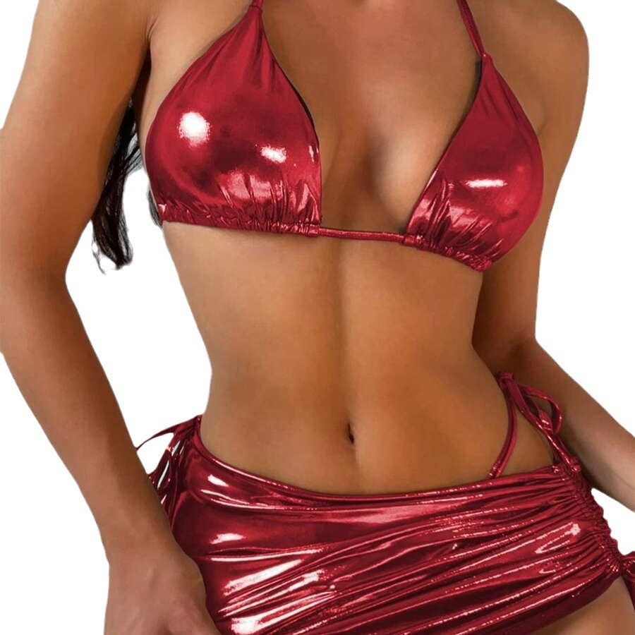 Damen Hochglanz Triangel-Bikini mit Wickelrock Echo Archiv