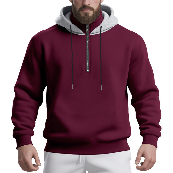 Herren sportlicher Kapuzenpullover mit halbem Reißverschluss und atmungsaktivem Stoff Echoarchiv