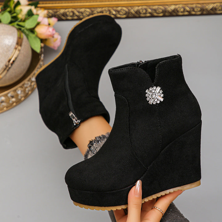 Damen Wedge-Stiefeletten mit Glamourösen Verzierungen – Varelle