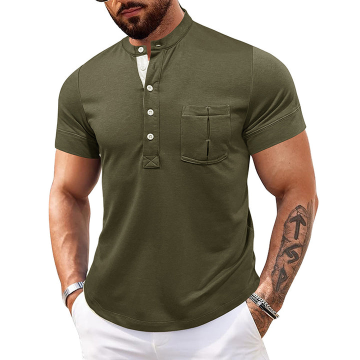 Herren Polohemd mit modernem Knopfdesign Echoarchiv