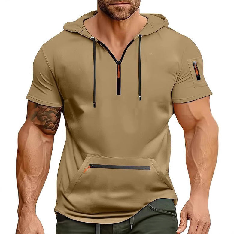 Herren Kurzarm Hoodie mit Reißverschluss Echoarchiv