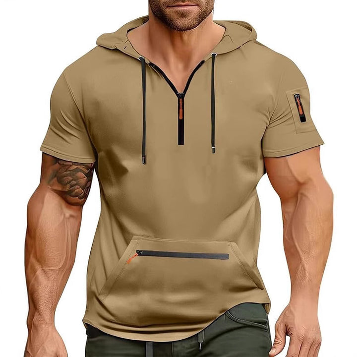 Herren Kurzarm Hoodie mit Reißverschluss Echoarchiv