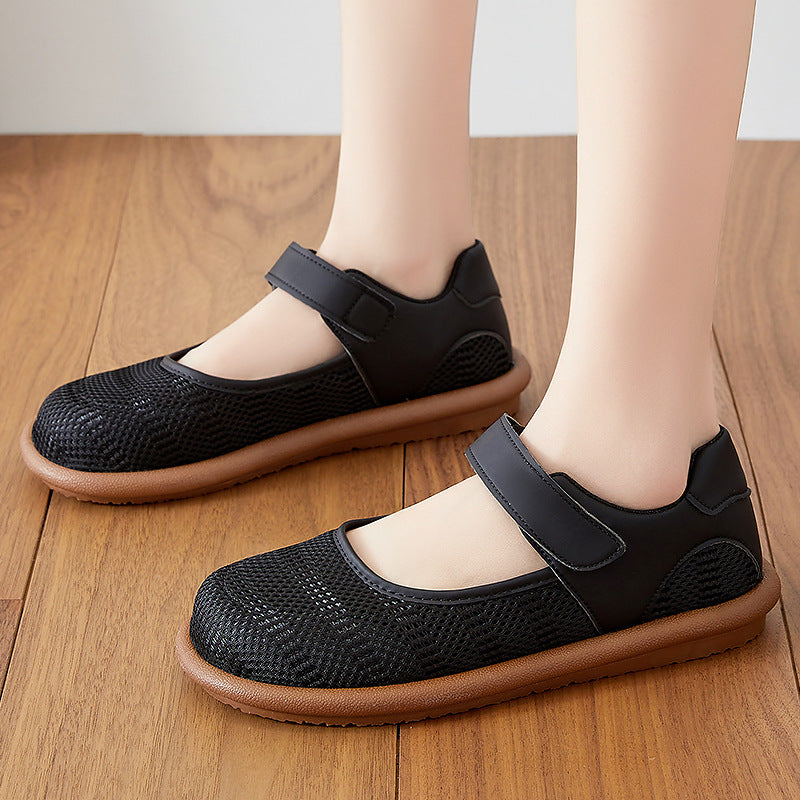Damen nan atmungsaktive Mary-Jane Slipper mit Klettverschluss und ergonomischer Komfortsohle Echo Archiv