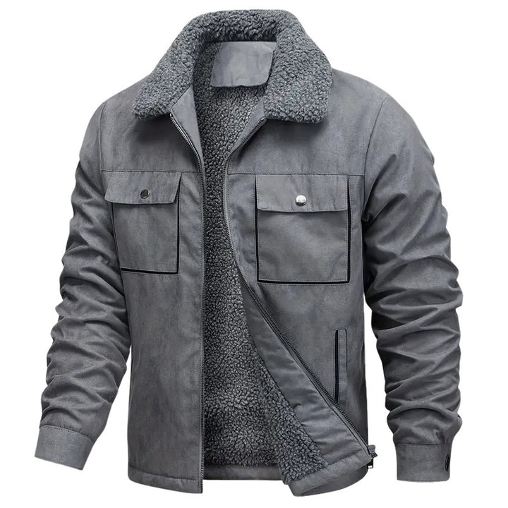 Herren nan sherpagefütterte Workerjacke in Wildlederoptik mit Klappbrusttaschen und Reißverschluss Echo Archiv