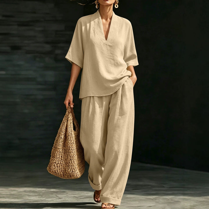 Damen Leichtes Oversize V-Ausschnitt Tunika‑Top mit Kimonoärmeln Echoarchiv