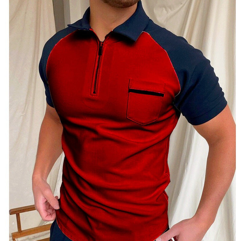 Herren Kurzarm Poloshirt mit funktionalem Reißverschluss und Brusttasche Echoarchiv