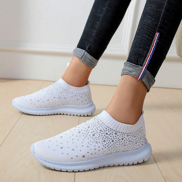 Damen Elastischer Slip-On Strick-Sneaker mit Strassbesatz Echo Archiv