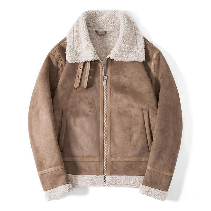 Herren Fliegerjacke aus Kunstlammfell mit Teddyfutter und Reißverschluss – Taviero