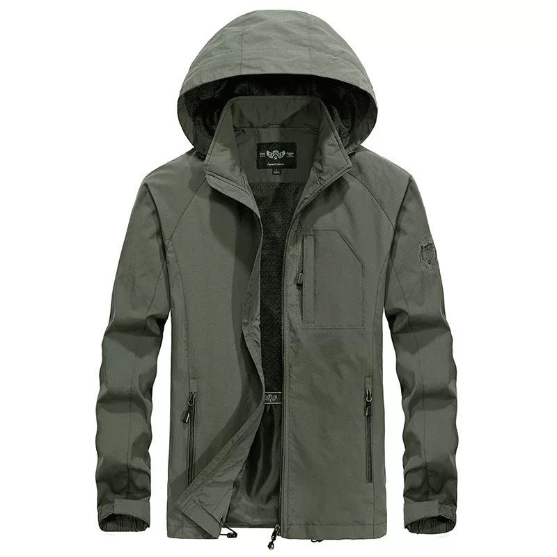 Herren leichter winddichter Shell‑Hoodie mit Mesh‑Futter, Kapuze und verstellbarem Saum Echoarchiv