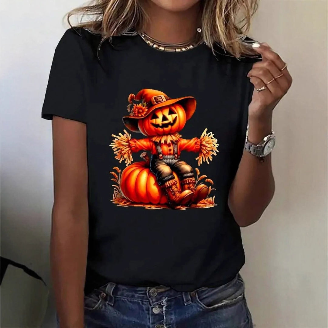 Damen T-Shirt mit stylischem Kürbis-Motiv und aufregendem Animal-Print Echo Archiv