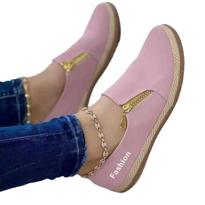 Damen Slip-On Espadrille‑Loafer mit dekorativem Reißverschluss und Keilsohle Echo Archiv
