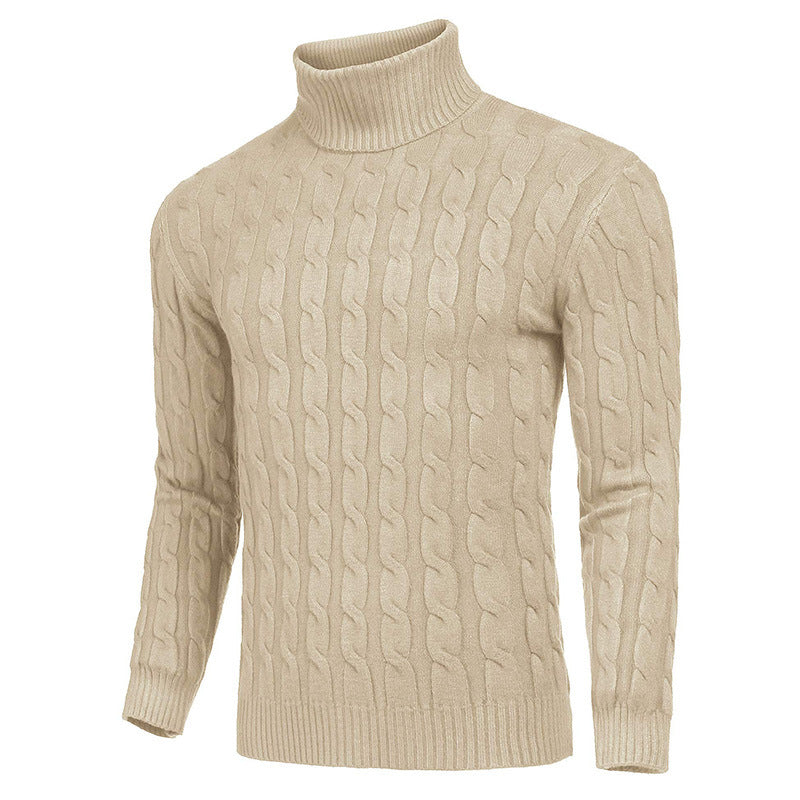 Herren modischer Rollkragenpullover mit Zopfmuster Echoarchiv