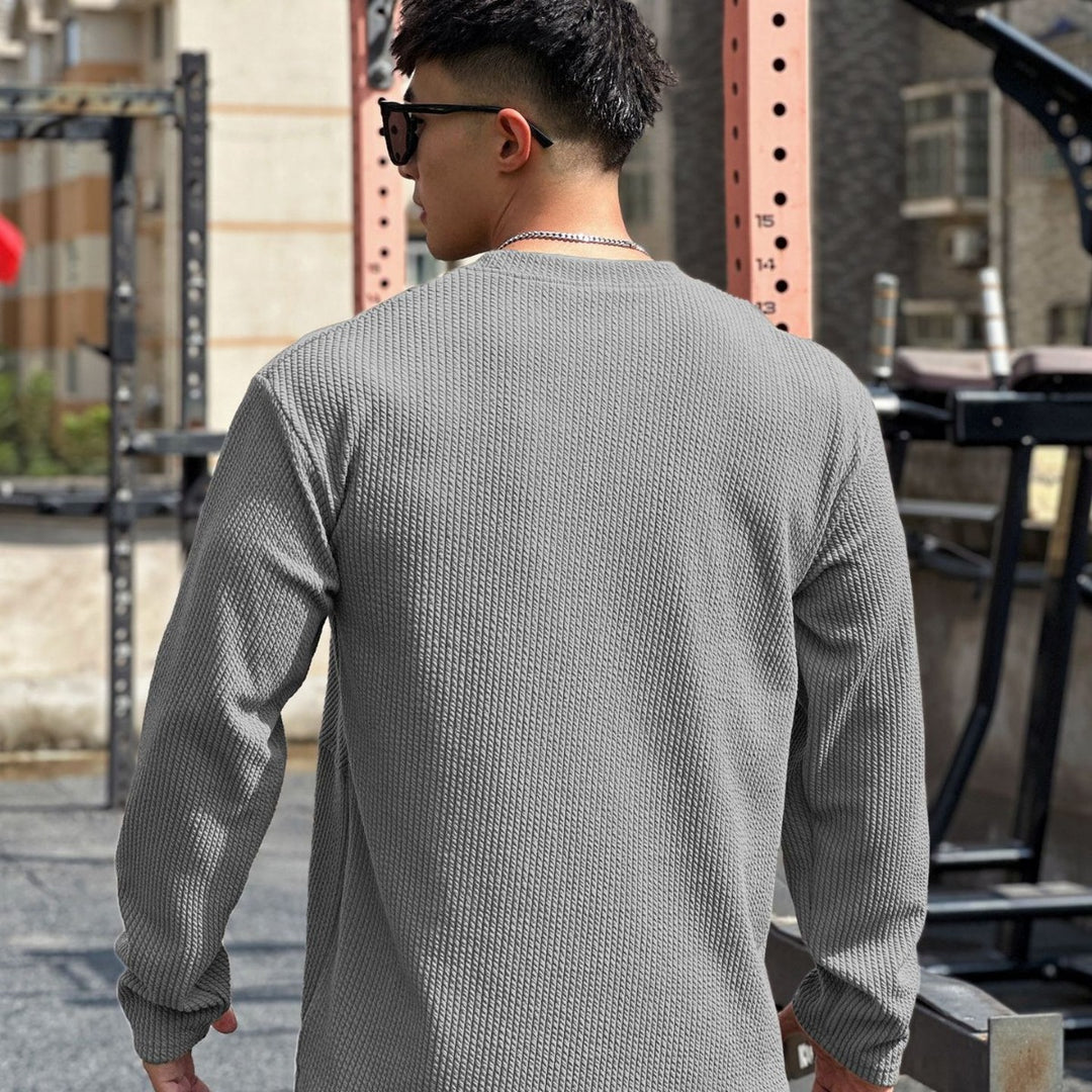 Herren lässiger Sweatshirt aus strukturiertem Gewebe mit praktischen Taschen Echoarchiv