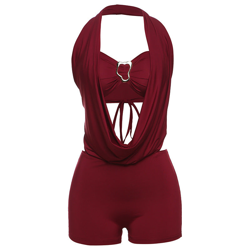 Damen Leopardenmuster Halterneck Overall Echo Archiv