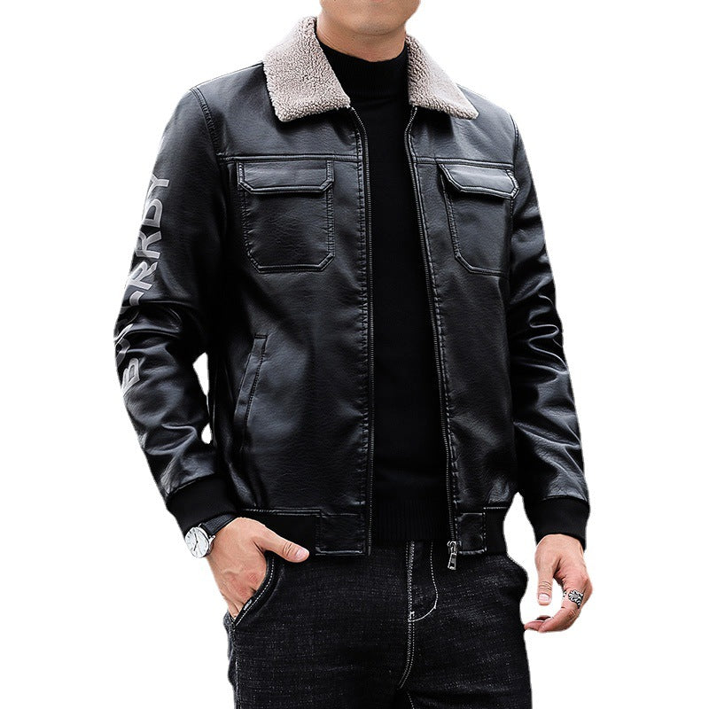 Herren Kunstleder‑Pilotenblouson im Aviator‑Stil mit Brustklappen und Rippbündchen – Taviero