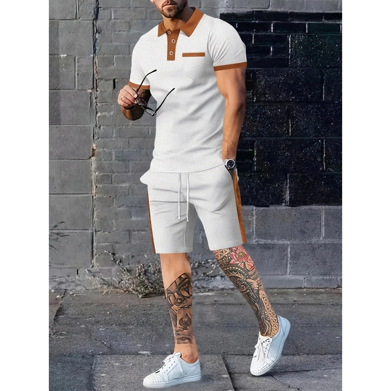 Herren Poloshirt und Shorts Set mit stylischem Kontrastdesign Echoarchiv