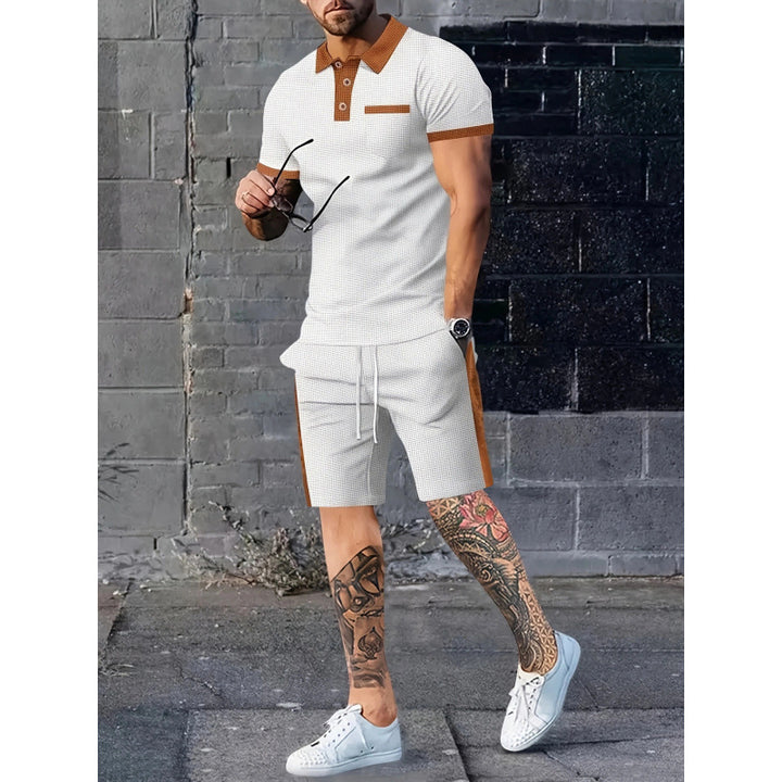 Herren Poloshirt und Shorts Set mit stylischem Kontrastdesign Echoarchiv