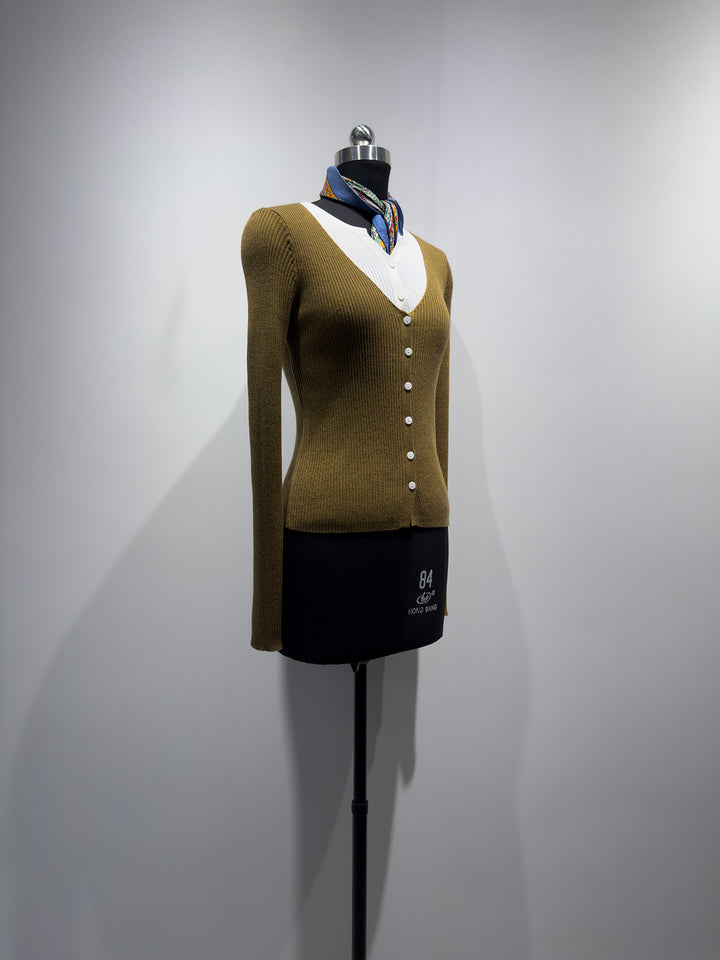 Damen Elegante Ripp-Button-Up Strickjacke Echoarchiv