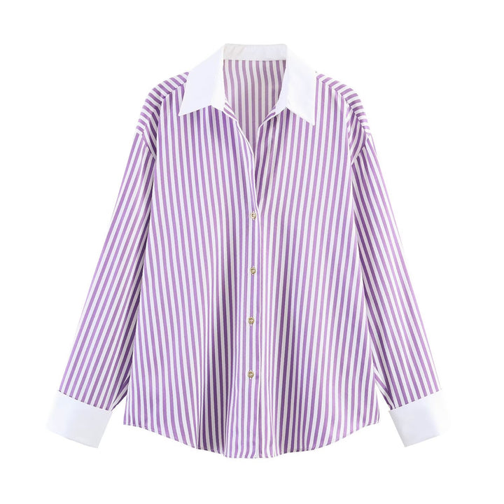 Damen nan oversized Hemd mit Kontrastkragen und Manschetten Echo Archiv