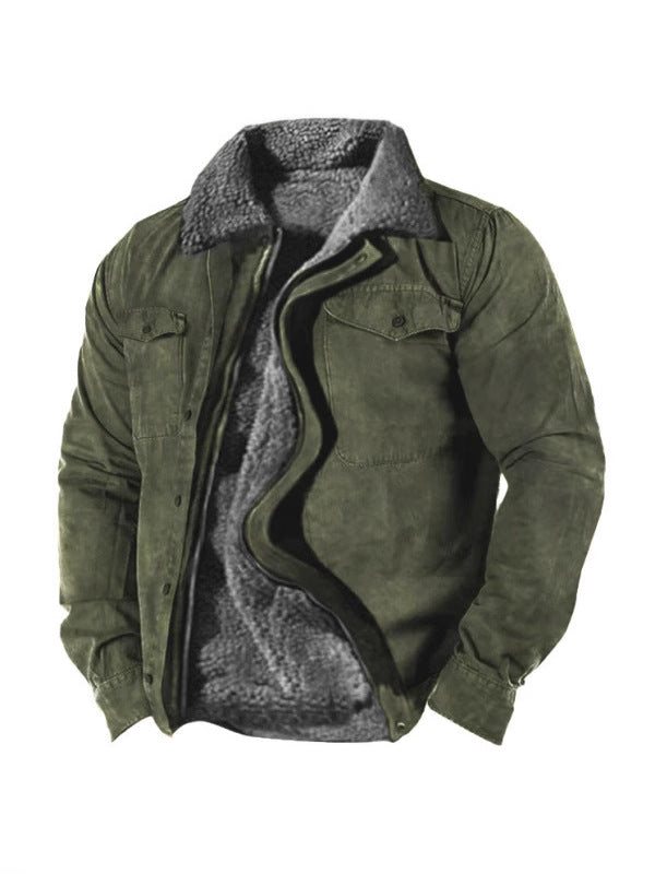 Herren Winterjacke mit warmem Kunstfellfutter und praktischem Knopfverschluss Echoarchiv