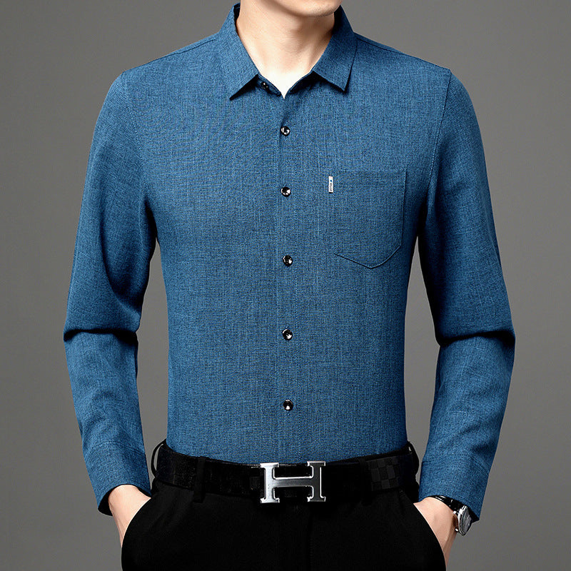 Herren elegantes Langarm-Hemd mit feinem Strukturdesign Echoarchiv