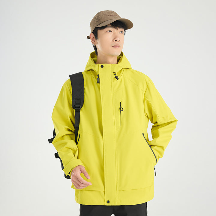 Herren Leichte atmungsaktive zweilagige Regen‑Softshelljacke mit verstellbarer Kapuze und Brusttasche Echoarchiv